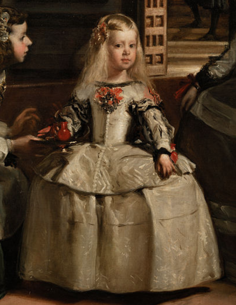 The Infanta Margarita Teresa from Las Meninas , Diego Velázquez. 1656, oil on canvas. Museo del Prado, Madrid. Full, high-resolution picture available on the Prado Museum's website .
